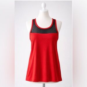 Asteria Red Racerback Athletic Tank Top Mesh Back Sleeveless Activewear NWT
